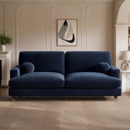 SOLACE+CO Addison 3 Seater Blue Velvet Sofa - thumbnail 1