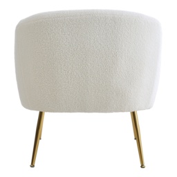 Living & Home White Teddy Fabric Armchair with Metal Legs - thumbnail 5