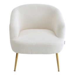 Living & Home White Teddy Fabric Armchair with Metal Legs - thumbnail 4