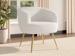 Living & Home White Teddy Fabric Armchair with Metal Legs - thumbnail 2