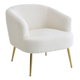 Living & Home White Teddy Fabric Armchair with Metal Legs - thumbnail 3