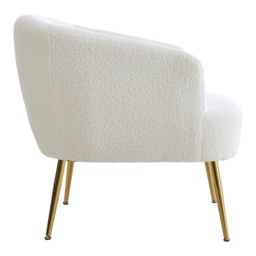Living & Home White Teddy Fabric Armchair with Metal Legs - thumbnail 6