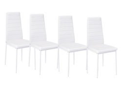Living & Home Set of 4 Dining Chairs Upholstered High Back Armless Faux Leather-White - thumbnail 2