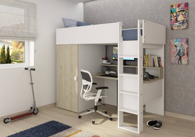 Trasman Flow High Sleeper Loft Bed with Desk and Storage - image 1
