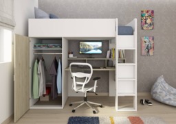 Trasman Flow High Sleeper Loft Bed with Desk and Storage - thumbnail 4