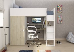 Trasman Flow High Sleeper Loft Bed with Desk and Storage - thumbnail 2