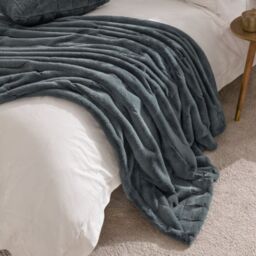 Paoletti Empress Faux Fur Throw-Charcoal-130cm x 180cm - thumbnail 1