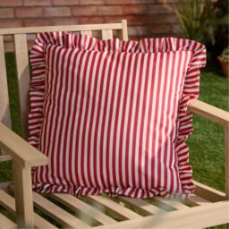 Wylder Millie 50 x 50cm Ruffle Striped Outdoor Cushion Polyester-Candy Red