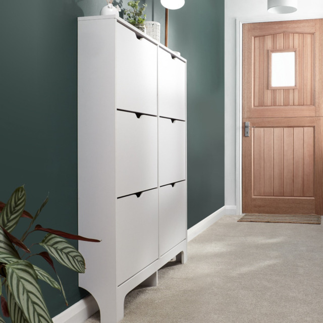 GFW Narrow 6 Drawer Hallway Shoe Cabinet -White - image 1