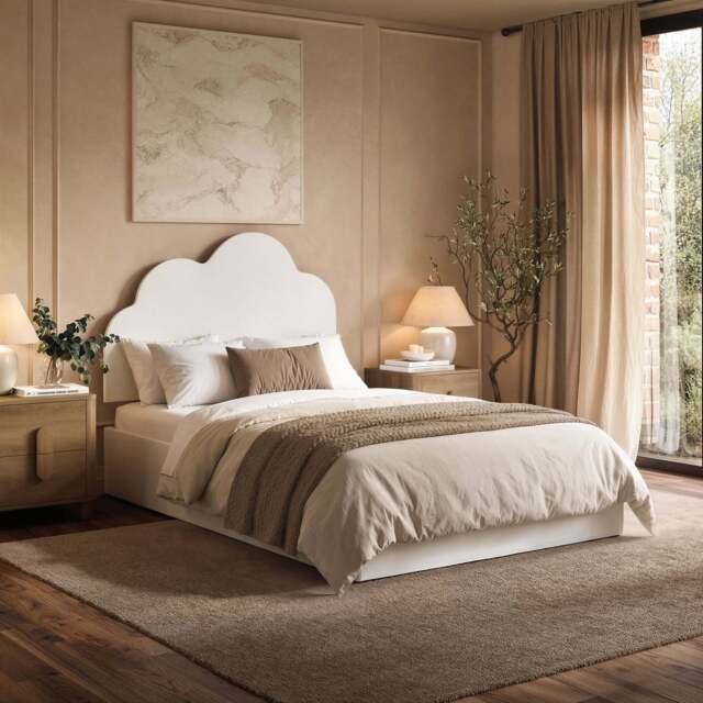 Flair Adara Ottoman Bed with Cloud Headboard White-Small Double - image 1