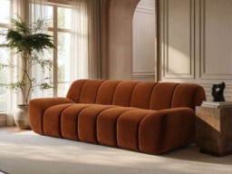 SOLACE+CO Macy Large 3 Seater Sofa Orange Velvet - thumbnail 2