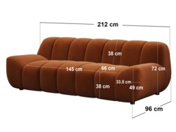 SOLACE+CO Macy Large 3 Seater Sofa Orange Velvet - thumbnail 6