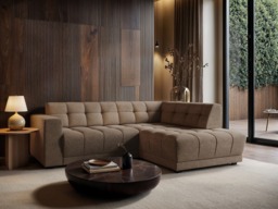 SOLACE+CO Asta 3-Seater Right Corner Sofa Brown Fabric - thumbnail 2
