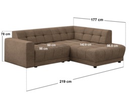 SOLACE+CO Asta 3-Seater Right Corner Sofa Brown Fabric - thumbnail 5