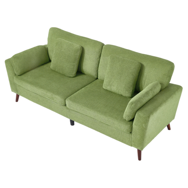 Living & Home 2 Seater Chenille Sofa with Cushions-Green - image 1