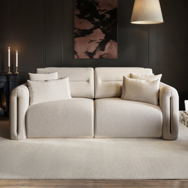 SOLACE+CO Mabel 3 Seater Sofa Beige Chenille - image 1