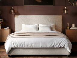SOLACE+CO Luciana Upholstered Platform Bed Frame Cream Chenille Kingsize - thumbnail 2