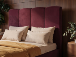 SOLACE+CO Enrica Upholstered Bed Frame with Padded Statement Headboard Burgundy Kingsize - thumbnail 5