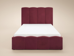 SOLACE+CO Enrica Upholstered Bed Frame with Padded Statement Headboard Burgundy Kingsize - thumbnail 7