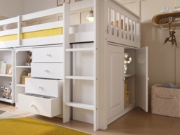 Flair Oban Single Mid Sleeper Bed with Pull-Out Desk & Storage White - thumbnail 5