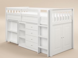 Flair Oban Single Mid Sleeper Bed with Pull-Out Desk & Storage White - thumbnail 6