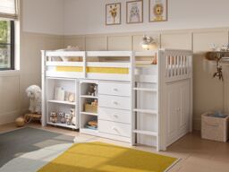 Flair Oban Single Mid Sleeper Bed with Pull-Out Desk & Storage White - thumbnail 4