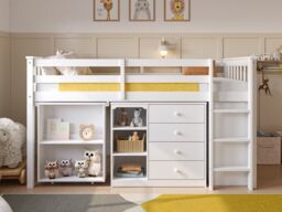 Flair Oban Single Mid Sleeper Bed with Pull-Out Desk & Storage White - thumbnail 2
