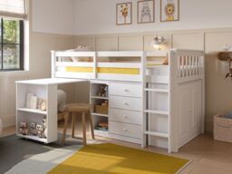 Flair Oban Single Mid Sleeper Bed with Pull-Out Desk & Storage White - thumbnail 3