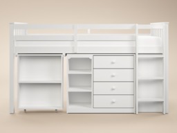 Flair Oban Single Mid Sleeper Bed with Pull-Out Desk & Storage White - thumbnail 7