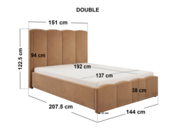 SOLACE+CO Enrica Upholstered Bed Frame with Padded Statement Headboard Brown Kingsize - thumbnail 7