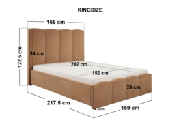 SOLACE+CO Enrica Upholstered Bed Frame with Padded Statement Headboard Brown Kingsize - thumbnail 6