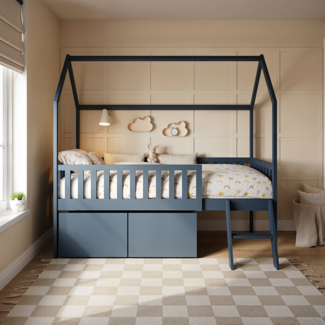 Flair Explorer Single Mid Sleeper Bed with Toy Box Navy - image 1