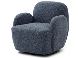 Kyoto Micky Bouclé Swivel Chair Curved Arms Navy - thumbnail 4