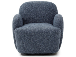 Kyoto Micky Bouclé Swivel Chair Curved Arms Navy - thumbnail 3
