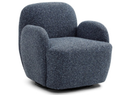 Kyoto Micky Bouclé Swivel Chair Curved Arms Navy - thumbnail 2