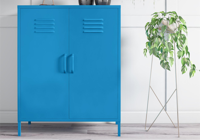 Novogratz Cache 2 Door Metal Locker Storage Cabinet-Blue - image 1