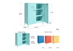 Novogratz Cache 2 Door Metal Locker Storage Cabinet-Blue - thumbnail 3