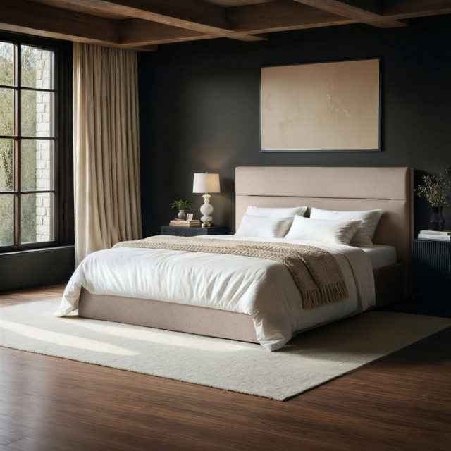 SOLACE+CO Nela Ottoman Bed Woven Fabric Beige Kingsize - image 1