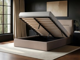 SOLACE+CO Nela Ottoman Bed Woven Fabric Beige Kingsize - thumbnail 2