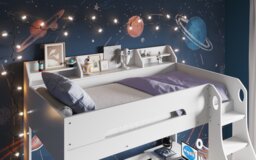 Flair Cosmic High Sleeper White with Futon White/Grey - thumbnail 3
