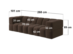 SOLACE+CO Jenson 4 Seater Cloud Bubble Sofa Brown Velvet - thumbnail 5