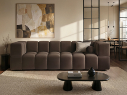 SOLACE+CO Jenson 4 Seater Cloud Bubble Sofa Brown Velvet - thumbnail 2