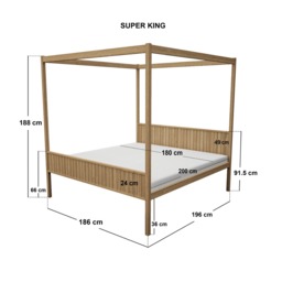 Flair Maddy 4 Poster Bed Frame Solid Pine Natural SuperKing - thumbnail 5