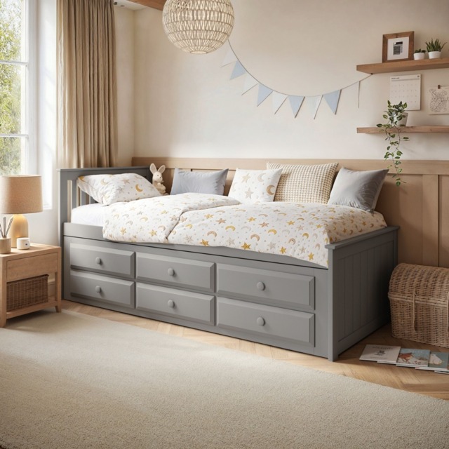 Flair Montana Captain's Bed with Drawers & Trundle Grey - image 1