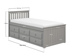 Flair Montana Captain's Bed with Drawers & Trundle Grey - thumbnail 7