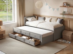 Flair Montana Captain's Bed with Drawers & Trundle Grey - thumbnail 4
