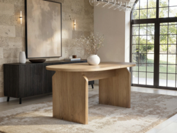 SOLACE+CO Varm Oval Extendable Dining Table Wood Effect Ribbed Oak - thumbnail 3