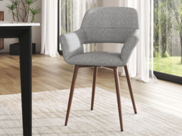 Living & Home Set of 2 Linen Dinning Chairs with Metal Legs - thumbnail 2