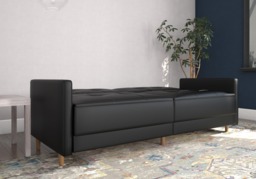 Dorel Andora Sprung Sofa Bed-Black Faux Leather - thumbnail 3