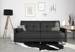Dorel Andora Sprung Sofa Bed-Black Faux Leather - thumbnail 2